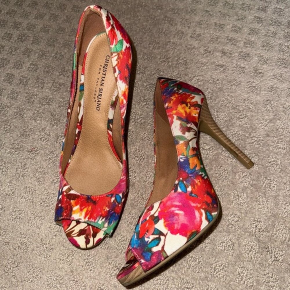 3 for $15 Christian Siriano Multicolor Floral Open Toe Heels